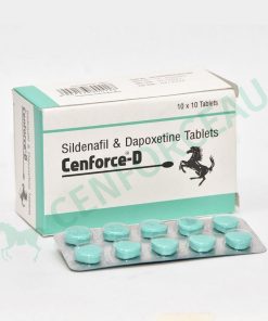 Box of Cenforce D tablets combining Sildenafil and Dapoxetine for erectile dysfunction and premature ejaculation