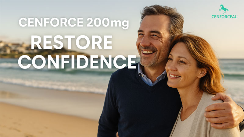 Cenforce 200mg tablets pack with Australian map background – buy Cenforce online Australia