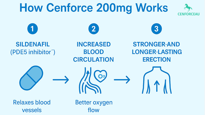Cenforce dosage chart showing Cenforce 50mg, 100mg, 200mg comparison – strongest sildenafil dose