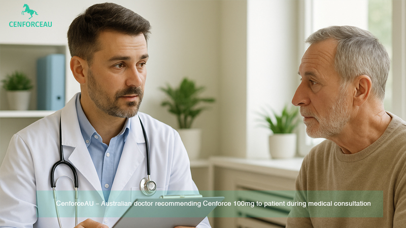CenforceAU – Australian doctor recommending Cenforce 100mg to patient during medical consultation